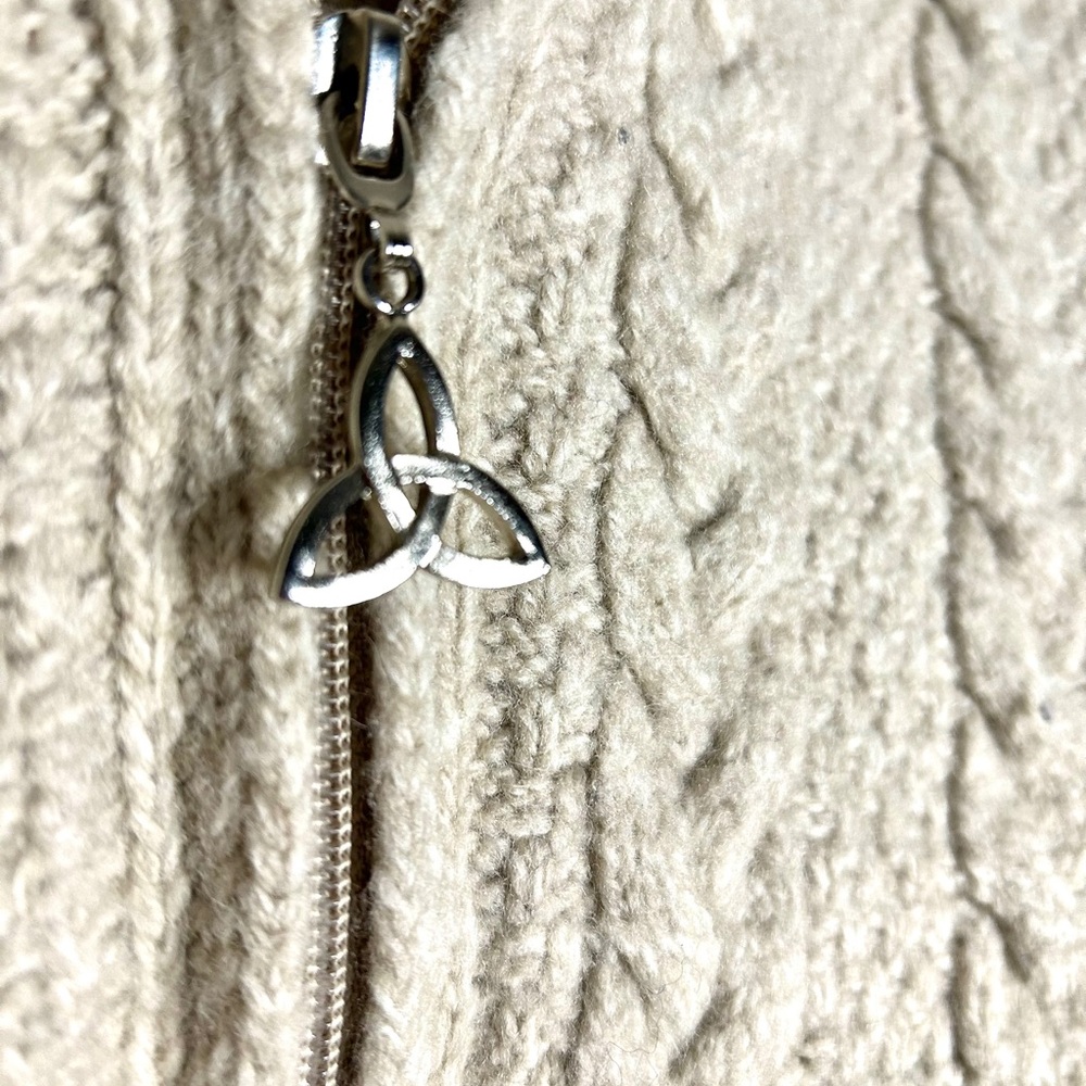 AranCrafts Ireland Cable Hooded Knit Zip Sweater in Cream SZ S - Picture 4 of 7